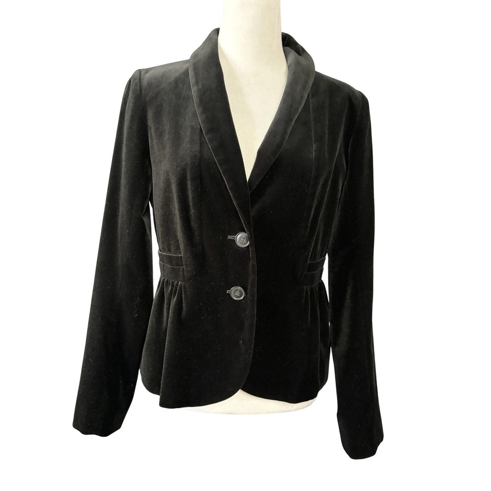 J Crew Blazer Womens 4 Black Velvet Shawl Collar Tuxedo Jacket Lined Style 17306